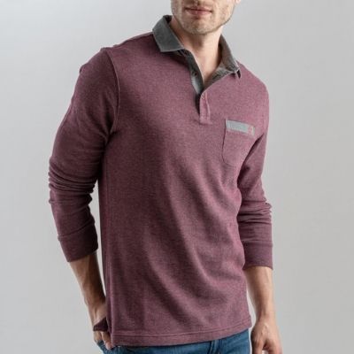 Polo uomo in cotone piquet con taschino colore bordeaux